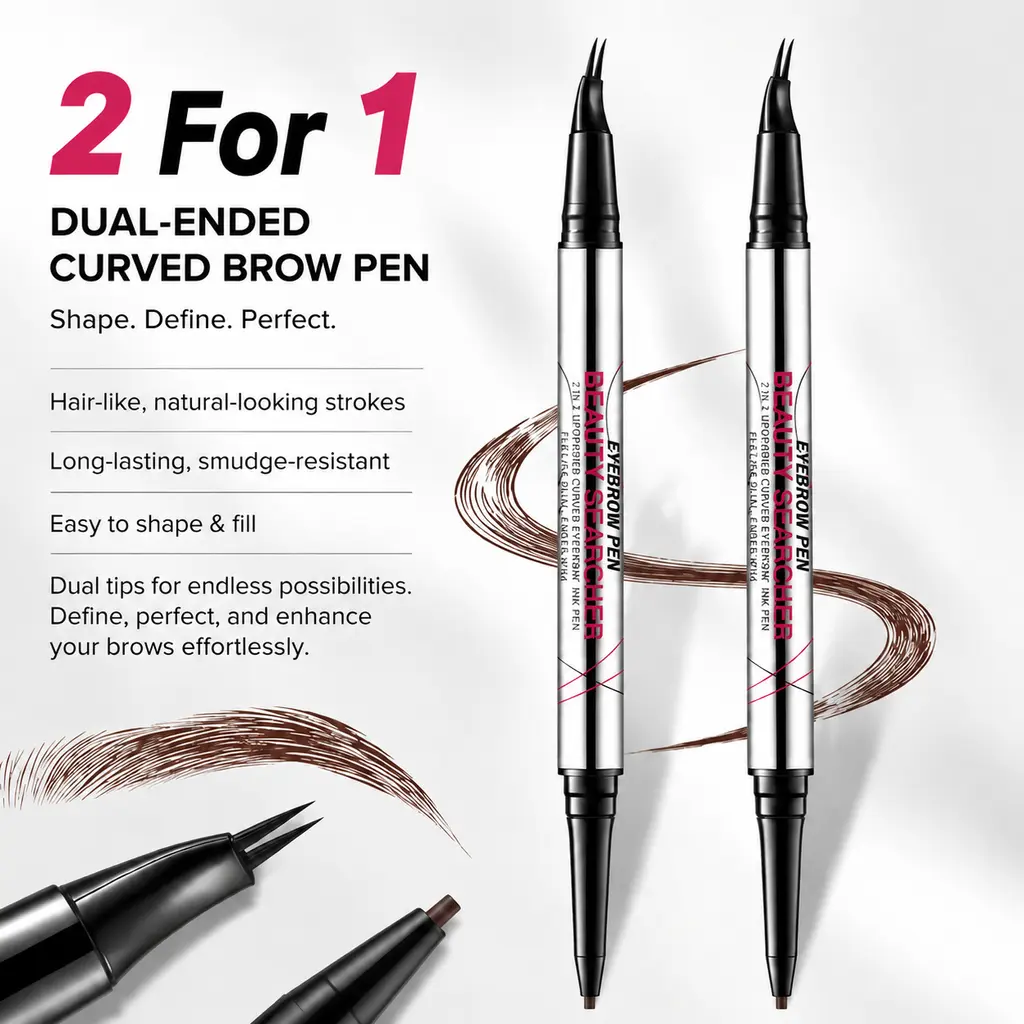 Buy One, Get One Free! This dual-ended curved eyebrow pencil glides on smoothly and blends easily. It’s waterproof and smudge-proof all day long, helping you create natural, realistic-looking brows for a flawless look.