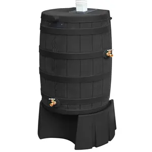 Good Ideas Rain Wizard 50 Gallon Rain Barrel Stand, Adds Room for Buckets, Black