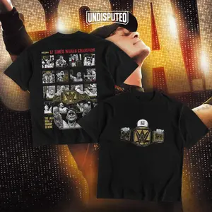 UNDISPUTED John Cena "17-Time Champion" Heavy Cotton WWE T-shirt - Record Breaking Legend Fan Apparel - Classic Pump Cover Oversized Gift - DTG Printed