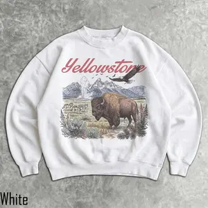 90s Yellowstone Sweatshirt - Unisex Men & Women's Graphic Sweater - Vintage Crewneck - Retro National Park Pullover - Bison - Wolves - Eagle