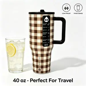 HydroJug 40 oz Traveler Classic, brown bow tie print travel cup, equipped with three-layer wall insulation layer, flip-top straw lid, all-weather hydration portable thermos flask, cupware, print beverage bottle, bottled water container