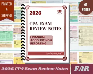 2026 | CPA Exam Review Notes - FAR | Printed & Shipped | 41 Pages | Financial Accounting and Reporting | 2026 Edition