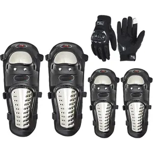 6pcs Alloy Steel Motorcycle Knee Pads Elbow Pads with Motorcycle Gloves, Motorcycle Accessories, Motocross Knee Shin Guards Dirt Bike Riding Gear for Men and Women