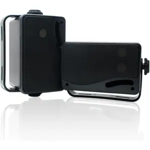 3.5" Outdoor  Speakers Wired , 200W 3 Way Upgrade  Wall Mount Speakers, Durable Mountable Loud Sound System for Patio Indoor Deck Garage (Black Pair)