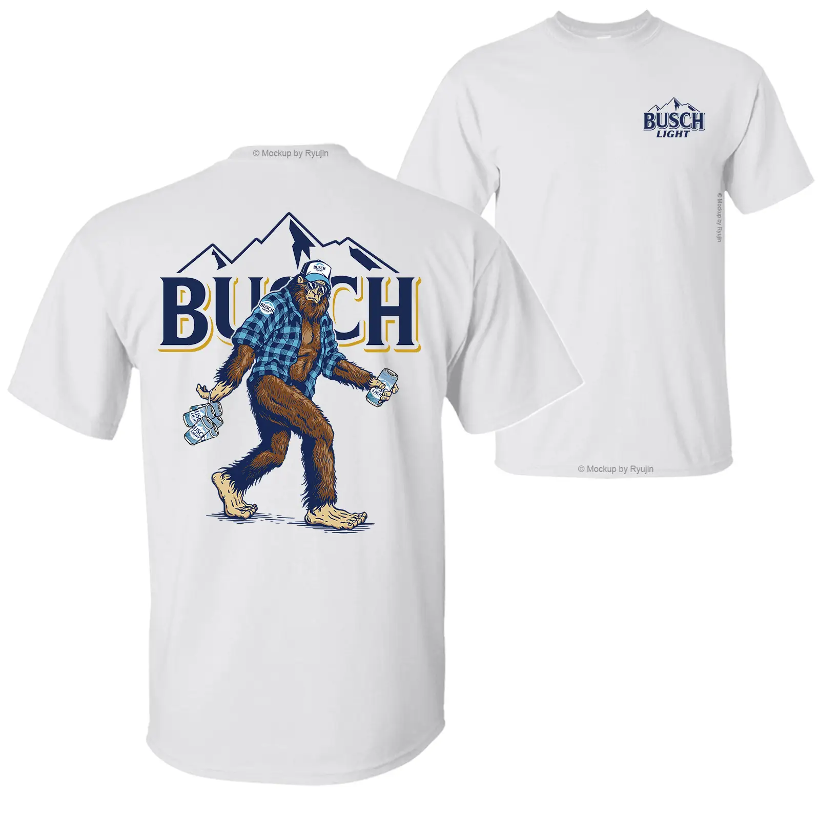 Bigfoot Bush Light T-Shirt Hoodie, 2 Sided Graphic Printed Unisex Classic Comfort Cotton T-Shirts in all Sizes all Colors for Men for Women