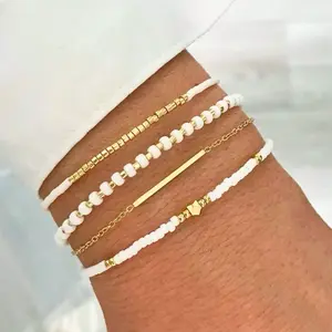 4pcs CCB Seed Bead Bracelets, Minimalist Fashion Personality Beach Style Accessories For Women (Mixed Seed Beads, Random Assorted) bracelet