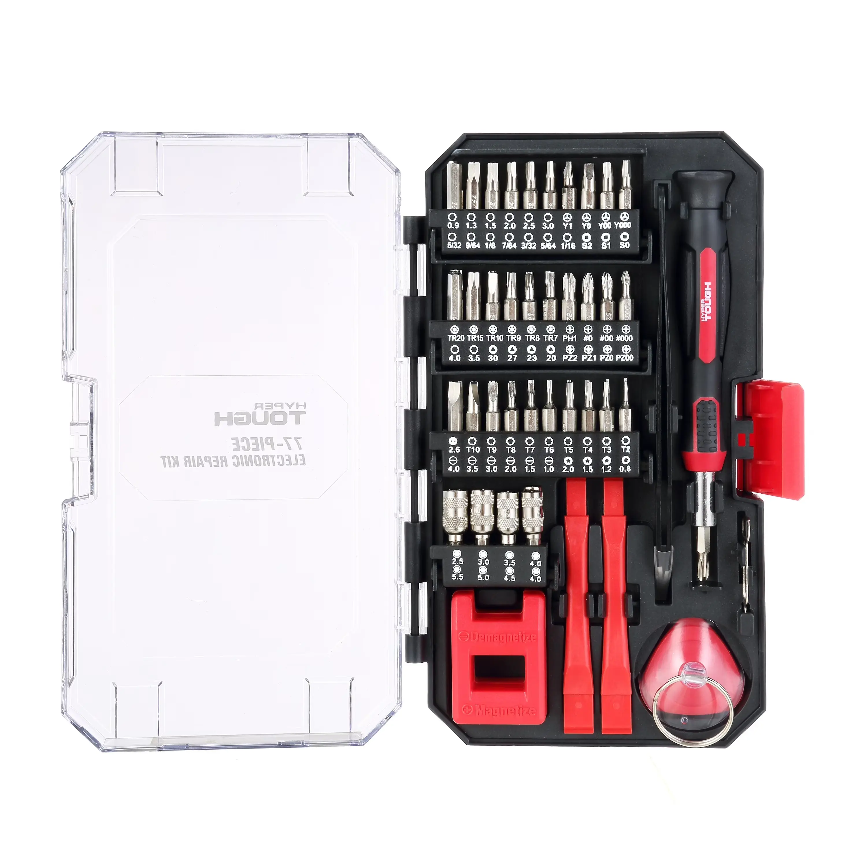 Hyper Tough 77-Piece Precision Hand Tool Kit - Magnetic Screwdriver, Standard-Size Bits, and Storage Case