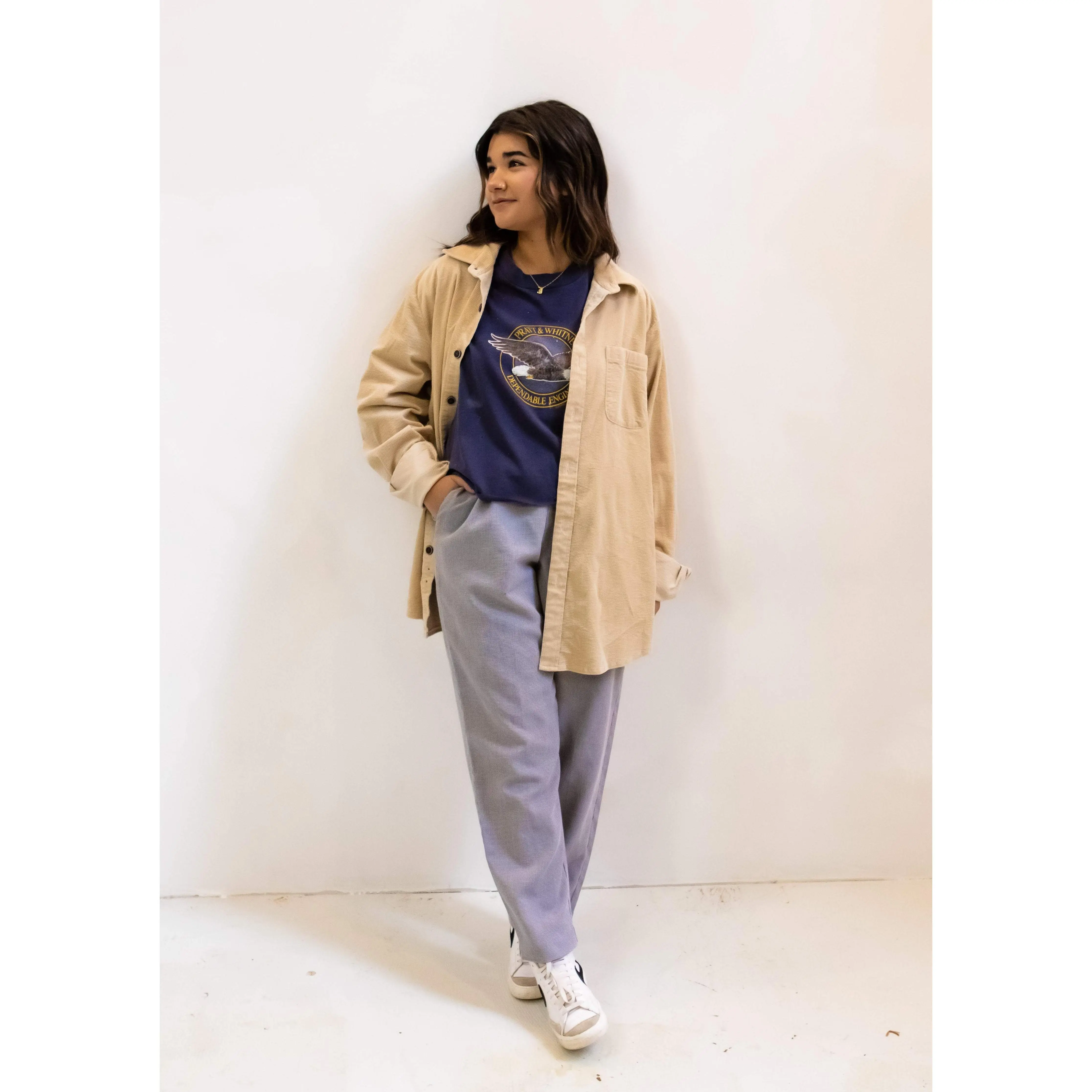 Beige Stretch Corduroy Shirt