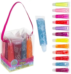 EXPRESSIONS 12-Pack Flavored Lip Gloss Bulk Set | Non-Toxic, Kid-Safe Squeeze Tubes for Party Favors, Goodie Bag Fillers & Classroom Gifts