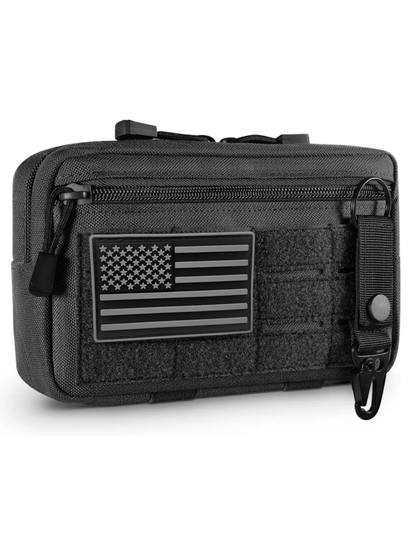 Father's Day Gifts, Tactical Molle Admin Pouch, Utility Laser Cut Edc Tool Pouch Bag, Durable Outdoor Hiking Horizontal Modular Pouch Includes Us Flag
