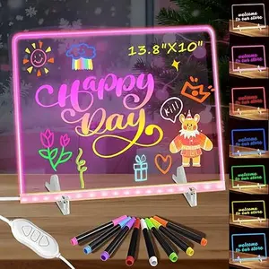SOON GO LED Note Board,LED Drawing Board for Kids With 7 pens &Shelf,11.8*7.9inch Rewritable Glowing Message Board w/ 24Colored Markers,Fit for Room/Shop/Office/Holiday Gifts for Girls Boys Teens 5-12+