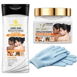 3pcs Advanced Body Care Set, Sugar Scrub, Rubbing Gloves, Moisturizing for Body, Face, Hands, Feet, Lips, Eyes, Unisex, All Seasons