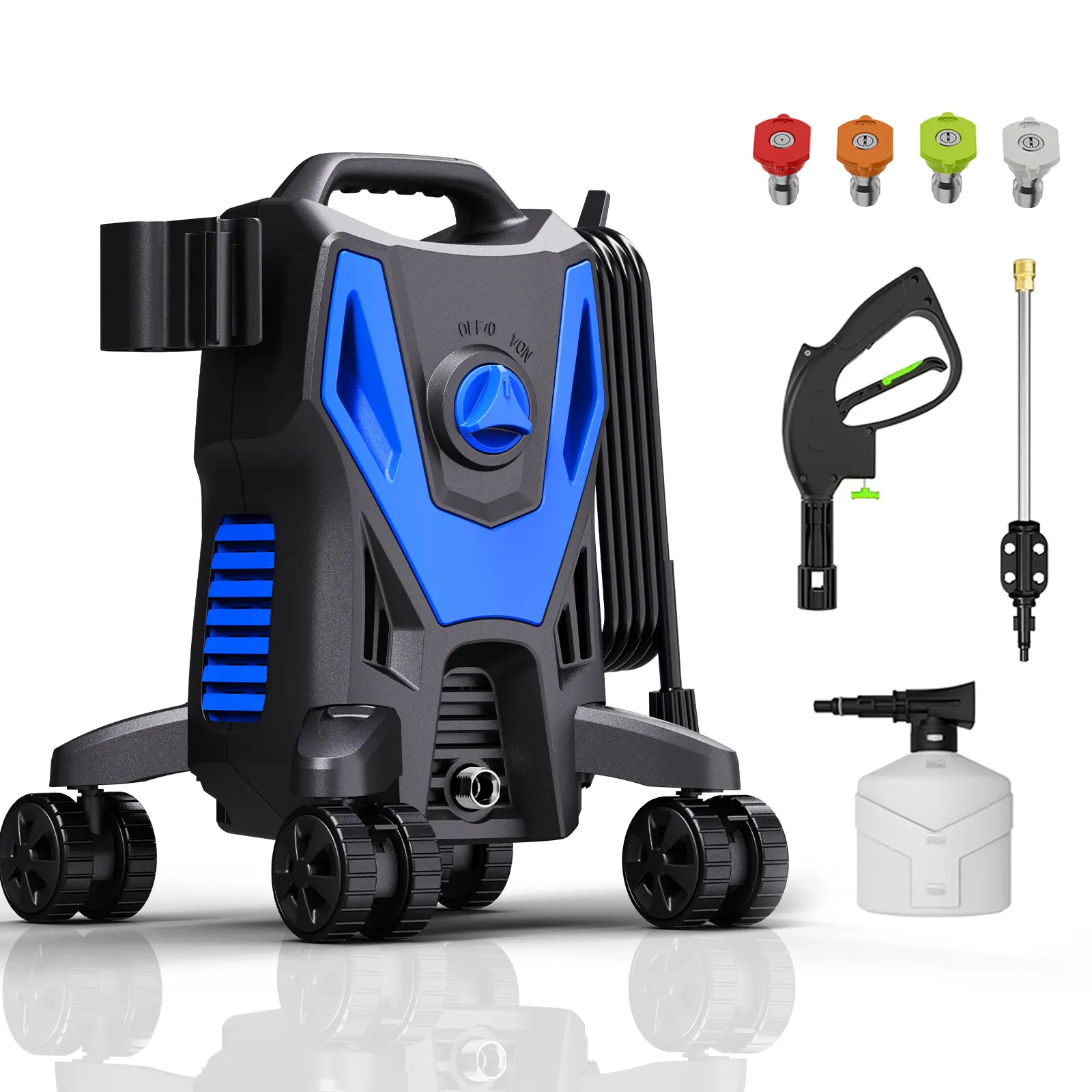 LAANPOLE Electric Pressure Washer, 2000PSI 2.0GPM, Foam Cannon, 4 Nozzle Tips, 20 FT Hose, 35FT Power Cord, Strong Power Washer with Anti-Tipping Technology for Cars, Garden, Fences, Patios, Driveways