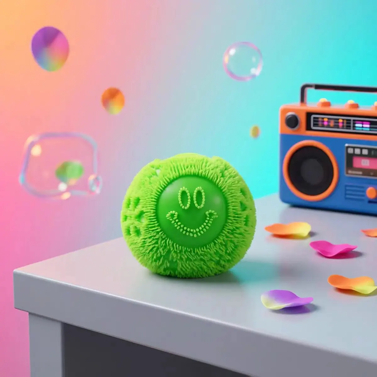 Unisex Smiley Fuzzy Slow-Rebound Squishy Stress Ball - Soft Texture Portable Calming Sensory Fidget Toy for Anxiety Relief, Home Office Use, Stress Toy Party Gifts