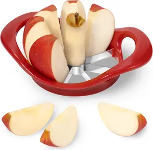 Apple Cutter 8 Slices, 8 Blade Apple Slicer and Corer, Apple Corer Tool with Stainless Steel Blades, Super Sharp Fruit Cutter Fruit Slicer, Red