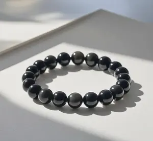 Unisex Obsidian Mystique Bangle - Chinese Feng Shui Black Beaded Fashion Bracelet, Protective Costume Jewelry Accessory for Positive Energy, Bracelets
