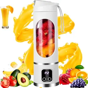 Portable Juicer with LED Display - USB Rechargeable Handheld Juice Blender, Valentine's Day Gifts, Li-Ion Battery-Powered Home Juicer, for Smoothie and Juice Blender with Ice Crush, Summer Essential,Back-to-School Gifts