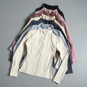 Women's define Mock Neck Long Sleeve Yoga Top High Elastic Loose Fit Seamless Snatched Buttery Soft Sculpting Flattering