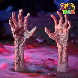 Bloodstain Zombie Arm Stake Groundbreaker Halloween Outdoor Decoration Realistic Looking Fake Arm Hands Yard Stakes for Halloween Haunted House Yard Decoration