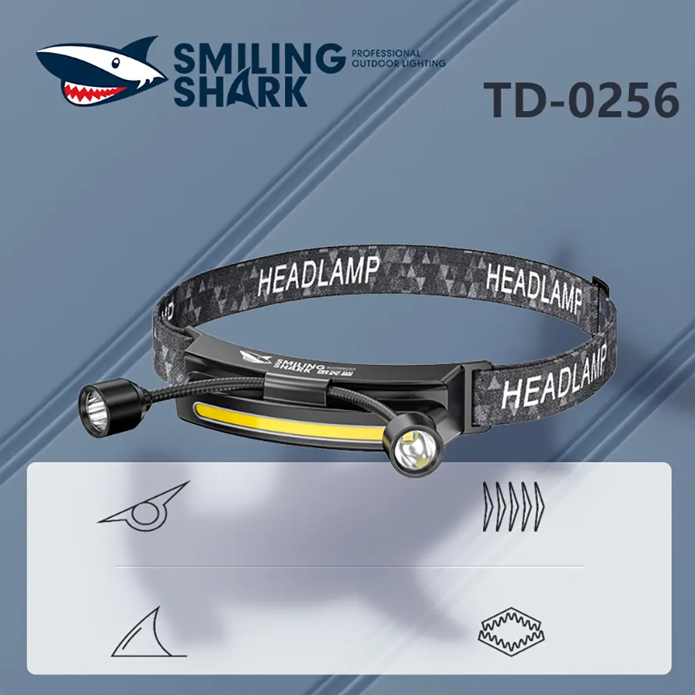 【TD-0256】 SmilingShark LED COB Headlamp ABS PS USB Rechargeable Daily Use Light for Home Repair Outdoor Camping Hiking Emergency