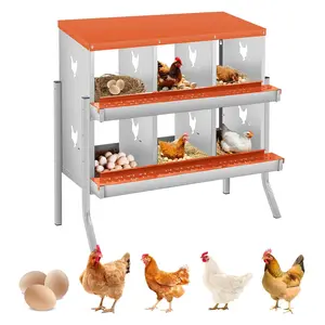 6 Compartments Chicken Nesting Boxes wirh legs for Laying Eggs, Poultry Nesting Boxes, Egg Laying Boxes for Chickens & Hens,Orange