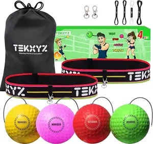 TEKXYZ Boxing Reflex Ball Family Pack – 4 Difficulty Balls with Headbands for Speed & Coordination Training