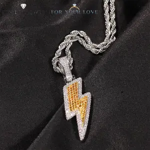 Hip-Hop Lightning Pendant Necklace Copper Inlaid Zircon Simple Versatile Unisex Cool Style Necklace