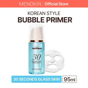 [MENOKIN] 30 Seconds Korean Bubble Primer (MOISTURE) 3.21 fl.oz, No Rinse Bubble Mask, Micro-Bubble Primer for Radiant Skin, Long-Lasting Glazed Donut Glow, Korean Makeup Prep, Hydrating, Lightweight, Non-greasy, 70 Sheet Mask in a Bottle #DealsForYouDays