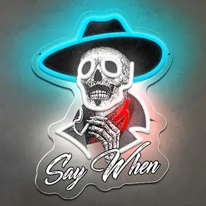 Say When Neon Sign  Western Cowboy Doc  Holiday Neon Light Lamp USB Powered Adjustable Brightness for Bedroom Game Room Party Decor Tombstoner fans Gift