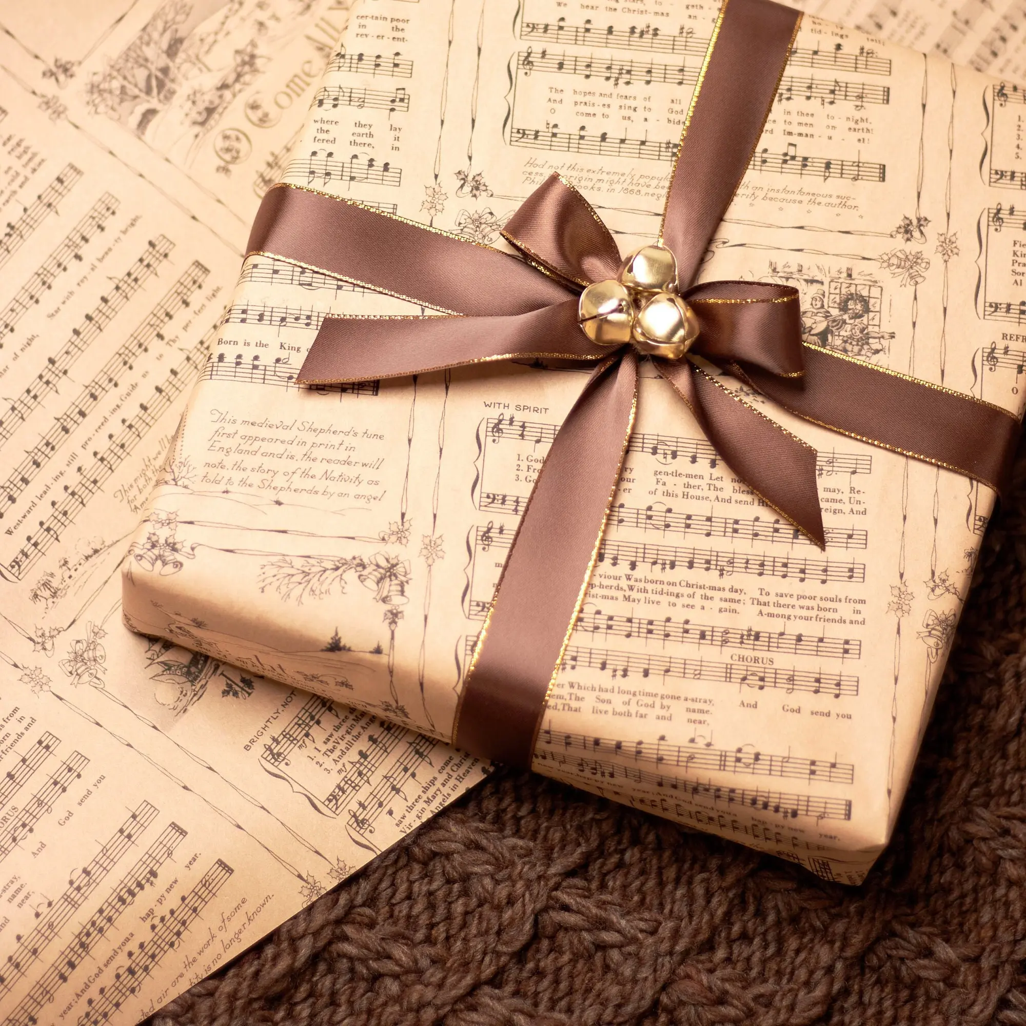 Christmas Carol Vintage Wrapping Paper Rolls | Music Sheets Eco Gift Wraps for Church Choir, Musicians, Music Teachers, Orchestra & Band , Best of gift, Meaningful gift. (Get 1 paper cutter when buying any 5 rolls)