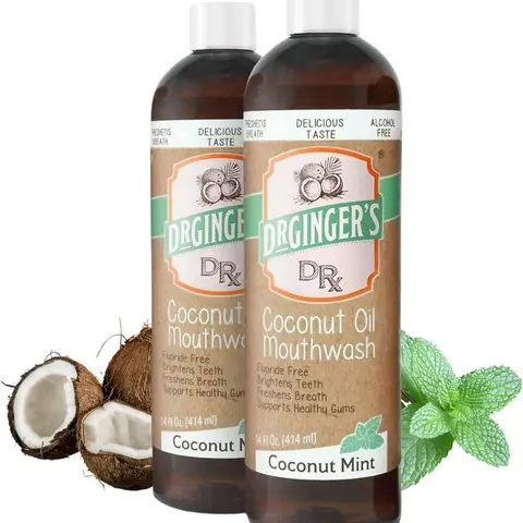 Dr Ginger's Coconut Powered Mouthwash 2 Pack | Oil Pulling Mouthwash, Whitens Teeth, Freshes Breath & Reduces Teeth Sensitivity, Supports Whole Mouth Micobiome, Gentle Oral Care
