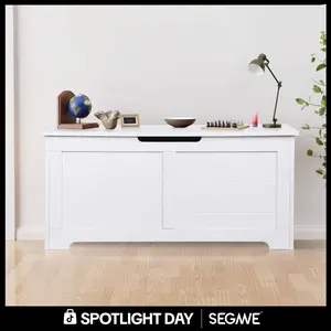 Segawe Modern Lift-Top Entryway Storage Chest Furniture - MDF Frame (30in/39.4in), Side Handles, White Home Decor Design, House Organizers, Toy Organizer Storage for Living Room Apartment Stuff