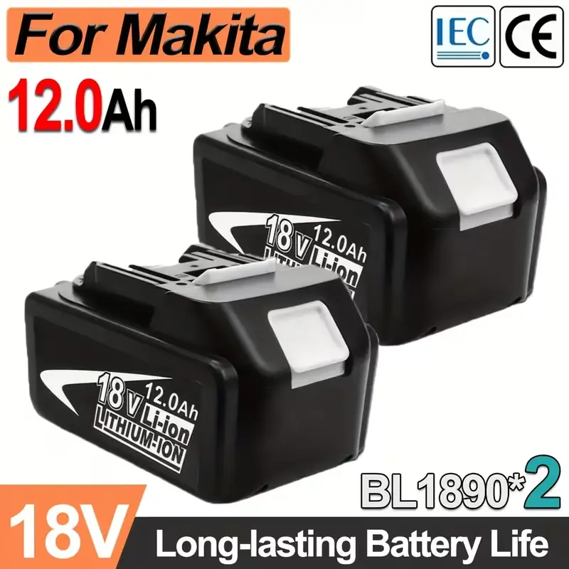 Makita 18V/20V Power Tool Accessories Rechargeable Lithium-ion Battery Pack, 12.0Ah (12000mAh) Capacity, Reusability Replacement for BL1860 BL1850B Series Tools, Cordless Tool Batteries