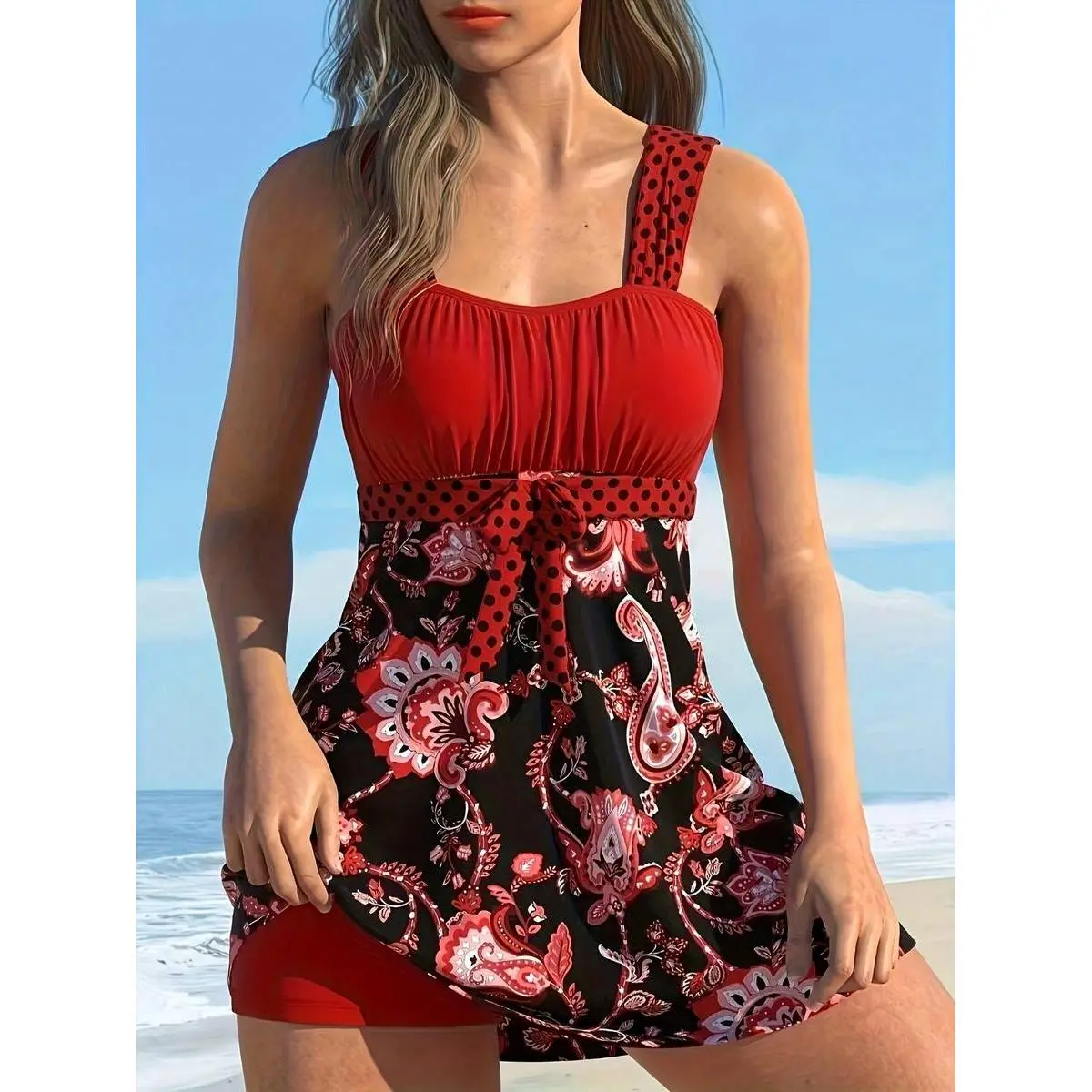 Women's Swimsuit Outdoor Wide Shoulder Two Piece Set Open Back Printed Spring SwimsuitSwimsuit Summer Swimsuit SpringStatements plus size