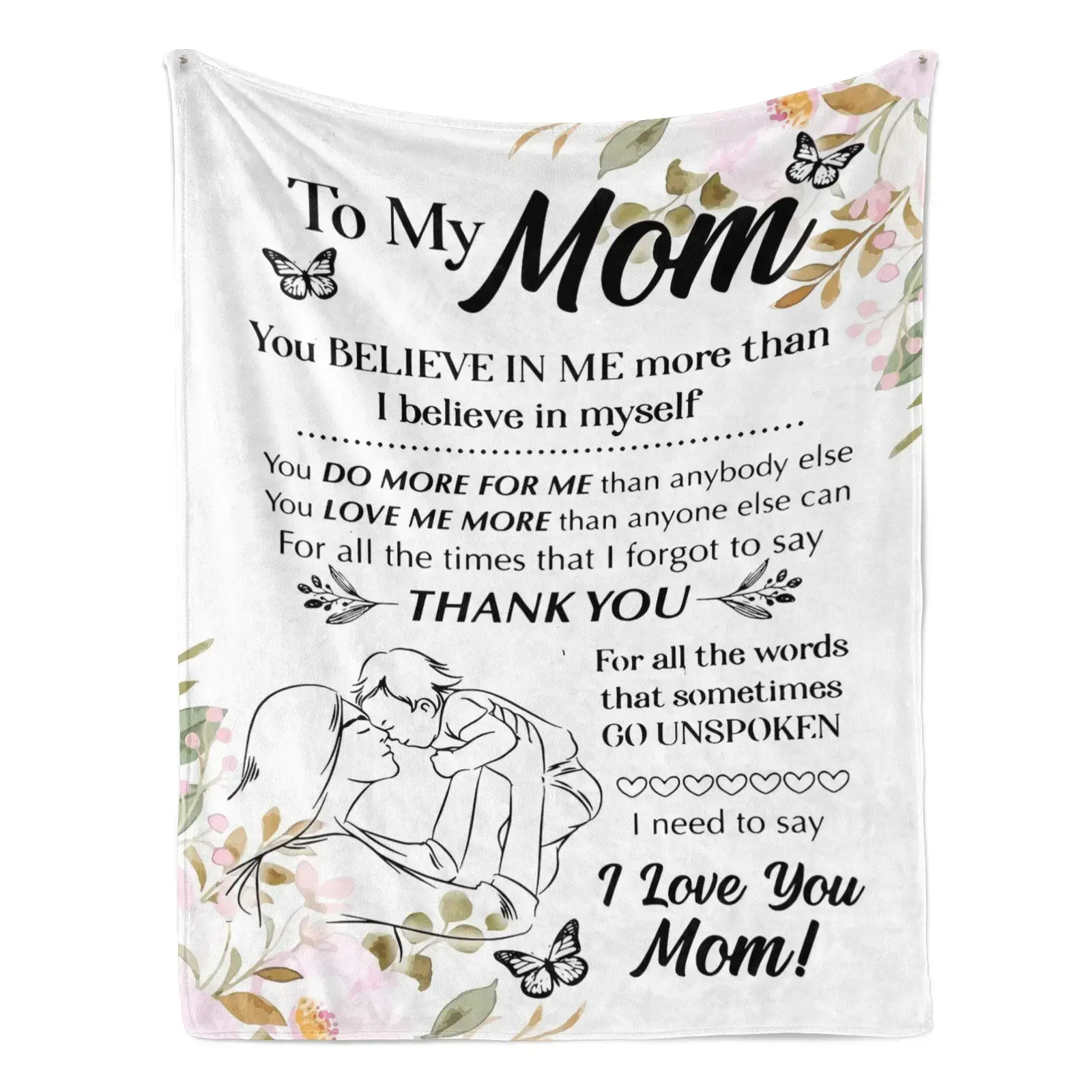 To My Mom Blanket Thank You Gift for Mother's Day Emotional Support Cozy Throw Blanket for Women Soft Fleece Love You Mom 2026, Mothers Day Gift, Mom Gifts