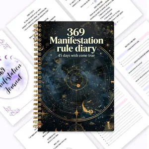 369 Manifestation Diary | 45-day Wish Come True Plan, Starry Astrology Cover Design, Portable Universe Wish Book for Daily Use, 3+6+9 Daily Affirmation Writing Exercises to Enhance Belief & Attraction Law Practice Manual, Meditation Companion, Gift for Se