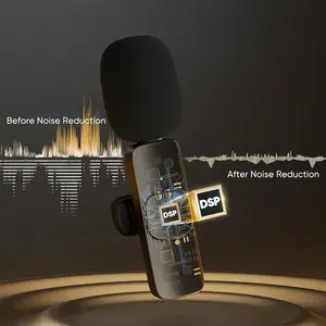 Wireless Microphone for iPhone/Smartphone,  Microphones with Clearer Audio for Video Recording, Interview, Vlog，Noise Reduction Device Noise Cancellation Stereo Wireless vlogging tools handheld mic microfono minimic