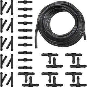 30 PCS Car Windshield Washer Hose Kit, 13.1Ft Washer Fluid Hose & T-type Y-type I-type Hose Connector, Connect Water Pump and Nozzle Mounting Kit, Universa Replace Accessories for Car (Black)