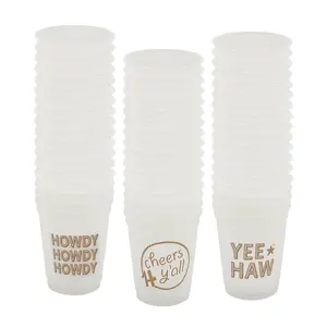 4 1/2" 16 oz. Bulk 50 Ct. Classic Western Sayings Party Disposable Plastic Cups