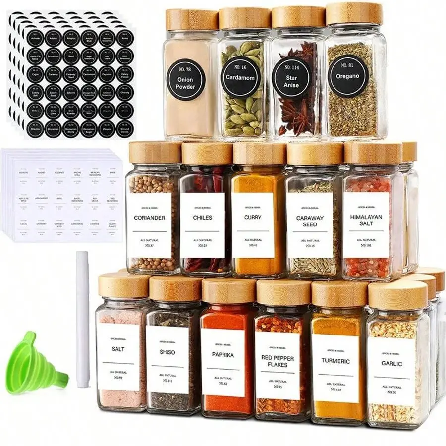 Spice Seasoning Bottle Set, 12/24 Pack 4oz Spice Storage Containers, Durable Plastic with Metal Lids, Ideal Kitchen Utensils Organization Choice, for Cooking