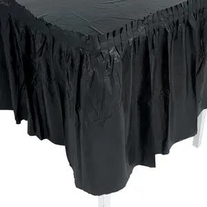 14 ft. x 29" Black Pleated Plastic Table Skirt