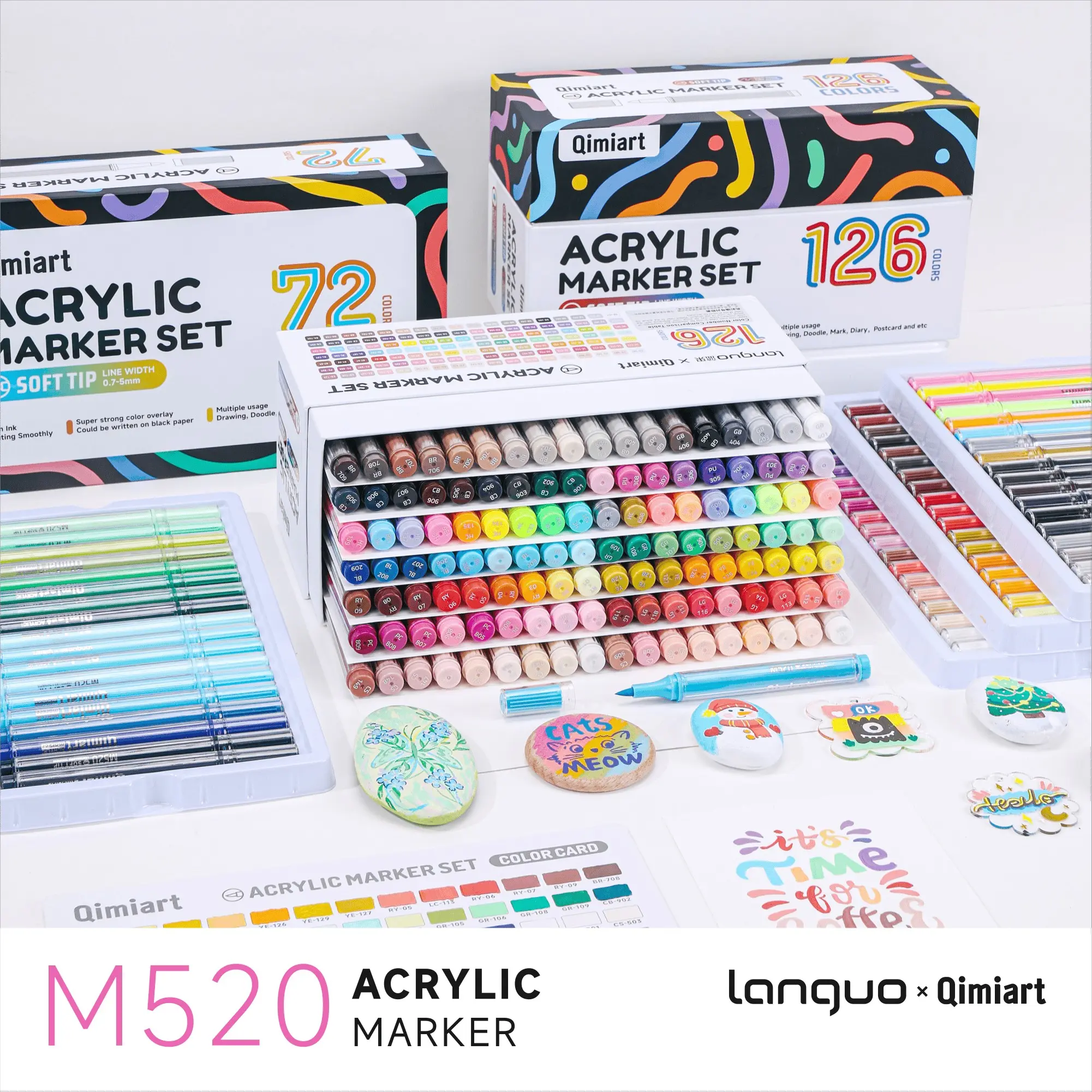 Blue Fruit New 72/126 Color Acrylic Markers Set, Art Craft Supplies, Rich Colors, Vibrant, Student Drawing, Doodling, Stamping, Card Making, Glass, Ceramic, Plastic