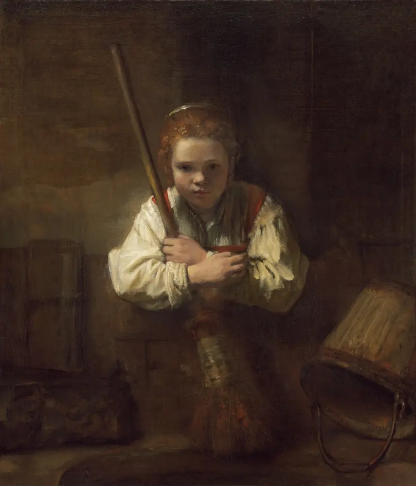 A Girl with A Broom Poster Print - 18 x 24
