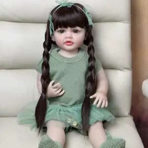 Reborn Kiss-55Cm/22Inch Reborn Baby Realistic Doll That Can Stand, Full Body Soft Vinyl Princess Toddler Poseable Newborn Bebe Alive Toy Birthday Present,Baby Doll Love cute girl