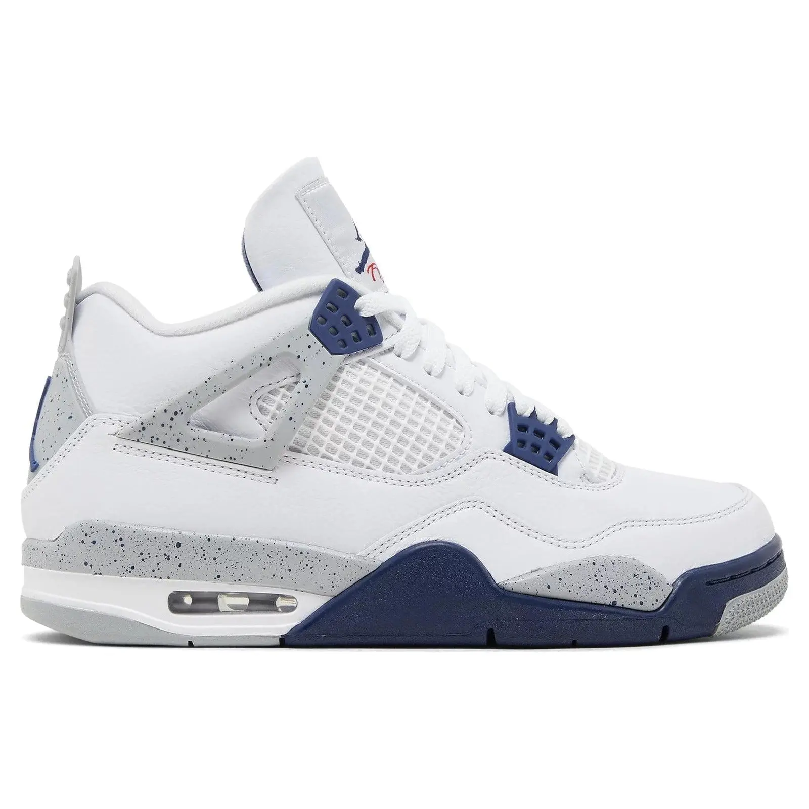Air Jordan 4 Retro 'White Midnight Navy' Men's High Top Sneakers, Casual Lace Up Sports Shoes, 100% Authentic - DH6927-140, High Top Shoes, Us M 10