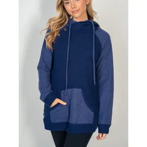 White Birch - Lightweight Button Detail Hoodie