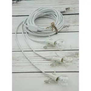 Star Lantern Triple Socket White Pendant Light Lamp Cord, Switch, E12, 19 Ft - Electrical Swag Light Kit