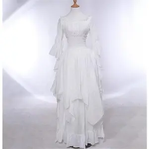 European and American Gorgeous Lace Flared Sleeve Dress Vintage Gothic Style Cosplay Ball Princess Dress