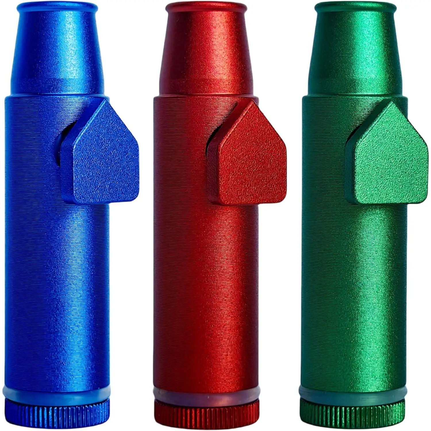 3 Pack Metal Spice Dispenser Mini Pepper Shaker OMO 2nd generation Portable Leak-Proof Storage Bottle (Blue Red Green) Cover Kitchen Containers Utensils Kitchenware Sturdy Seasoning Aluminum Travel