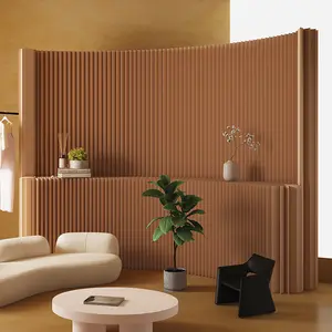Room Divider with Shelf, Multifunctional Partition Wall, Kraft Paper, No Assembly Required  Ideal for Offices, Beauty Salons, and Storefronts， Living Rooms, Bedrooms